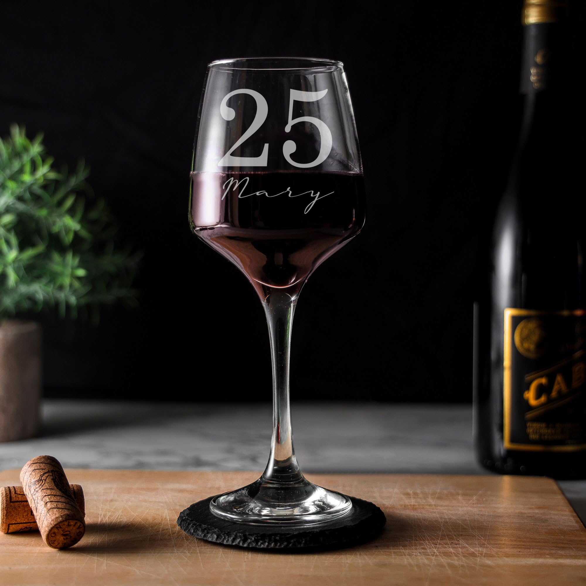 Personalised Age & Name Engraved Large Wine Glass, Gift